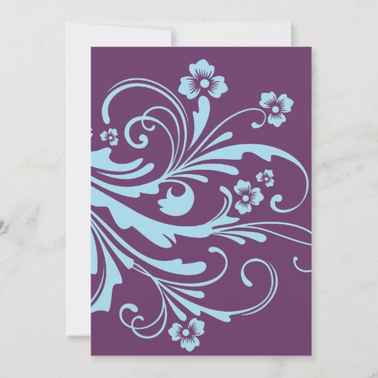 Turquoise en Paarse Chic Wedding Invitation Kaart (Achterkant)