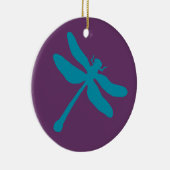 Turquoise en Paarse Dragonfly Keramisch Ornament (Rechts)