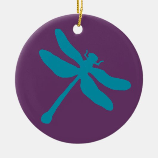 Turquoise en Paarse Dragonfly Keramisch Ornament (Voorkant)