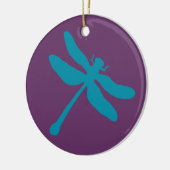 Turquoise en Paarse Dragonfly Keramisch Ornament (Links)
