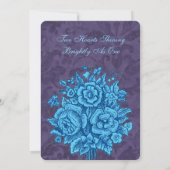 Turquoise en Paarse  Flowers Wedding V24 Kaart (Achterkant)