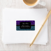 Turquoise en Paarse Glitter Sparkles Etiket (Insitu)