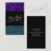 Turquoise en Paarse Glitter Sparkles Visitekaartje (Voorkant / Achterkant)