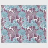 Turquoise en Paarse hertendorp vakantie Cadeaupapier (Vlak)