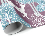 Turquoise en Paarse hertendorp vakantie Cadeaupapier (Rol Hoek)