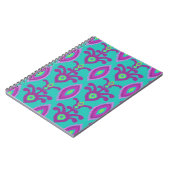 Turquoise en Paarse Ikat Design Notebook Notitieboek (Linkerzijde)