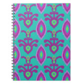 Turquoise en Paarse Ikat Design Notebook Notitieboek (Voorkant)