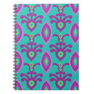 Turquoise en Paarse Ikat Design Notebook Notitieboek