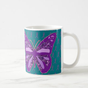 Turquoise en Paarse Lint Bekendheid Coffee Mug Koffiemok