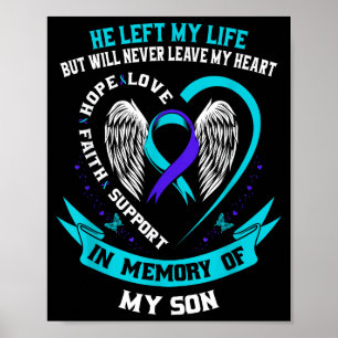 Turquoise En Paarse Lint Voor Suïcidebewustzijn Te Poster