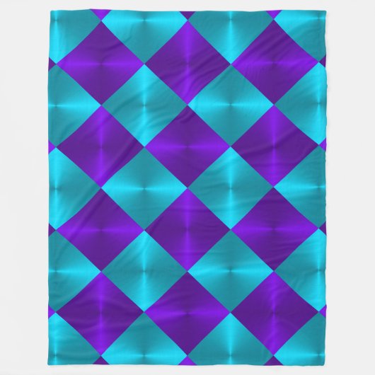 Turquoise en Paarse metallic look Squares Fleece Deken (Voorkant)