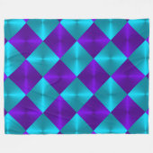Turquoise en Paarse metallic look Squares Fleece Deken (Voorkant (Horizontaal))