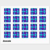 Turquoise en Paarse metallic look Squares Vierkante Sticker (Vel)