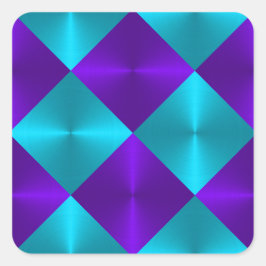 Turquoise en Paarse metallic look Squares Vierkante Sticker