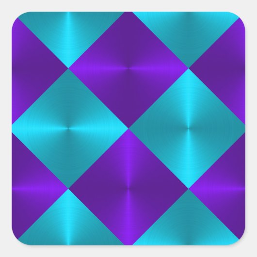 Turquoise en Paarse metallic look Squares Vierkante Sticker (Voorkant)