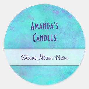 Turquoise en Paarse Misty Abstracte Candle Ronde Sticker
