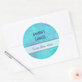 Turquoise en Paarse Misty Abstracte Kaars Ronde Sticker (Envelop)