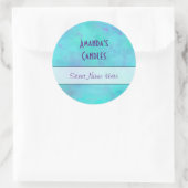 Turquoise en Paarse Misty Abstracte Kaars Ronde Sticker (Tas)