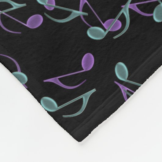 Turquoise en Paarse Muzieknoten Fleece Blanket (Hoek)