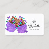 Turquoise en Paarse Nail Salon Branding Ontwerp Visitekaartje (Voorkant)