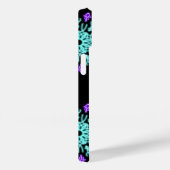 Turquoise en paarse neonbloem Case-Mate iPhone case (Achterkant / Rechts)
