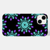 Turquoise en paarse neonbloem Case-Mate iPhone case (Achterkant (horizontaal))