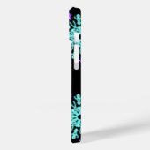Turquoise en paarse neonbloem Case-Mate iPhone case (Achterkant / Links)