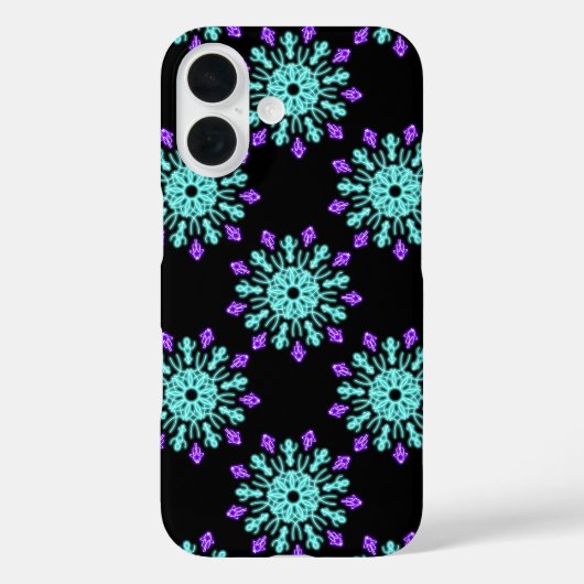 Turquoise en paarse neonbloem Case-Mate iPhone case (Achterkant)