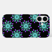 Turquoise en paarse neonbloem Case-Mate iPhone case (Achterkant (horizontaal))