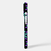 Turquoise en paarse neonbloem Case-Mate iPhone case (Achterkant / Links)