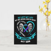 Turquoise En Paarse Suicidepreventie Lint Ter Heri Kaart (Gele Bloem)