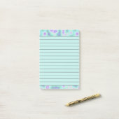 Turquoise en paarse tie-dye post-it® notes (Op bureau)