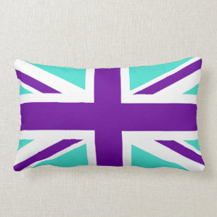 Turquoise en Paarse Union Jack Kussen