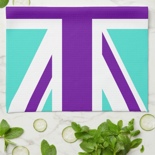 Turquoise en Paarse Union Jack Theedoek (Gevouwen)