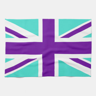 Turquoise en Paarse Union Jack Theedoek