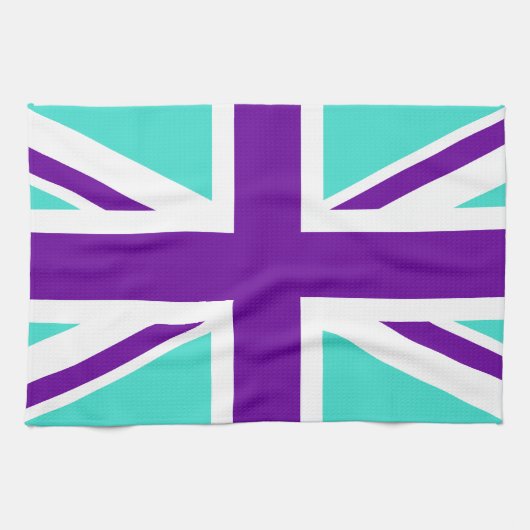 Turquoise en Paarse Union Jack Theedoek (Horizontaal)