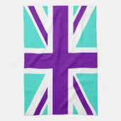 Turquoise en Paarse Union Jack Theedoek (Verticaal)