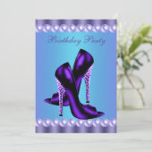 Turquoise en Paarse Verjaardagsfeestje Kaart (Staand voorkant)