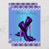 Turquoise en Paarse Verjaardagsfeestje Kaart (Voorkant / Achterkant)