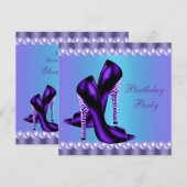Turquoise en Paarse Verjaardagsfeestje Kaart (Voorkant / Achterkant)