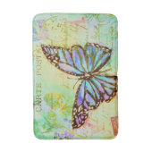 Turquoise en paarse vlinder badmat (Voorkant Verticaal)