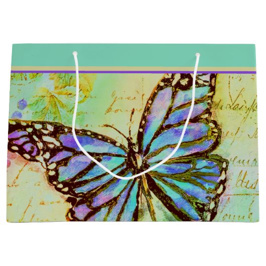 Turquoise en paarse vlinder grote cadeautas (Voorkant)