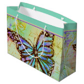 Turquoise en paarse vlinder grote cadeautas (Achterkant Gekanteld)