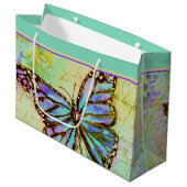 Turquoise en paarse vlinder grote cadeautas (Voorkant Gekanteld)