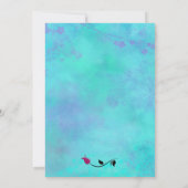 Turquoise en Paarse Waterverf Abstracte bruiloft Kaart (Achterkant)