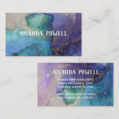 Turquoise en paarse  waterverf visitekaartje (Voorkant / Achterkant)
