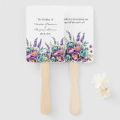 Turquoise en Paarse Wildflowers Wedding Handwaaier (Voorkant en achterkant)