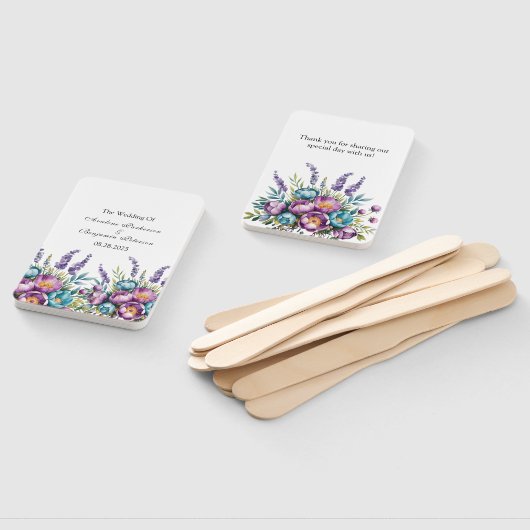 Turquoise en Paarse Wildflowers Wedding Handwaaier (Niet-gemonteerd)