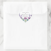 Turquoise en Paarse Wildflowers Wedding Hart Sticker (Tas)