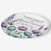 Turquoise en Paarse Wildflowers Wedding Papieren Bordje (Gekanteld)